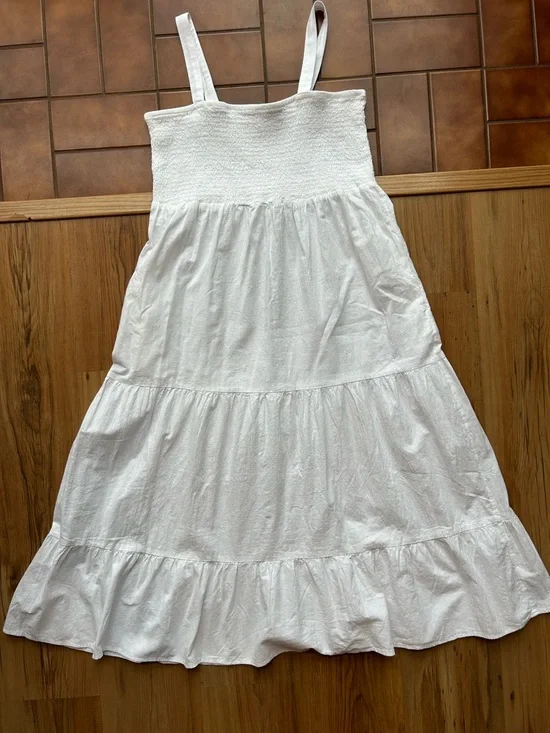 Joe Fresh White Tiered Smocked Midi Sundress - Picture 2 of 6
